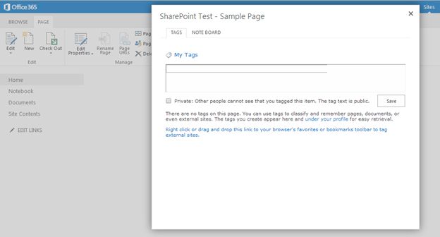 add the tags and notes in share point
